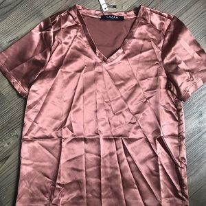 NWT shiny copper v neck tee